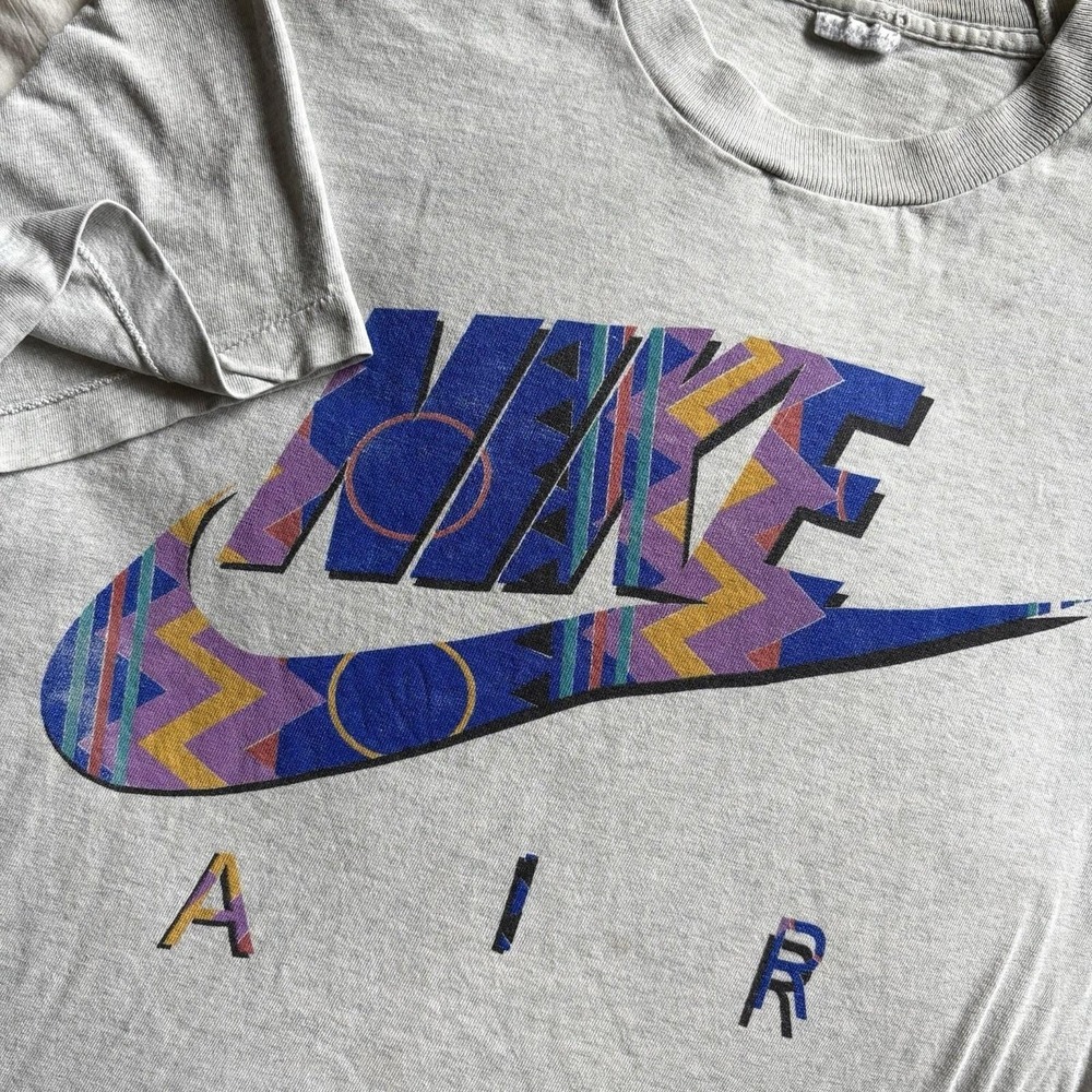 Vtg 80s 90s Nike Air Single Stitch T-shirt Abstract Big Logo Spellout M/L Street